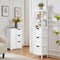 Bathroom Cabinet Tower with 3 Storage Drawers and 2 Shelves in White Wood Finish